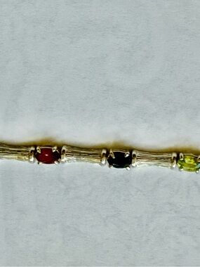 Sterling Silver Multi-Gemstone Bracelet with Lobster Clasp gorgeous